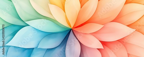 Wallpaper Mural Kaleidoscope watercolor concept. Vibrant abstract flower pattern with soft pastel colors and smooth gradients. Torontodigital.ca