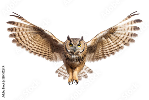 owl flying isolated on white. photo