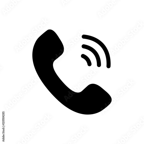 Ringing phone icon. Black and white call symbol. Contact icon