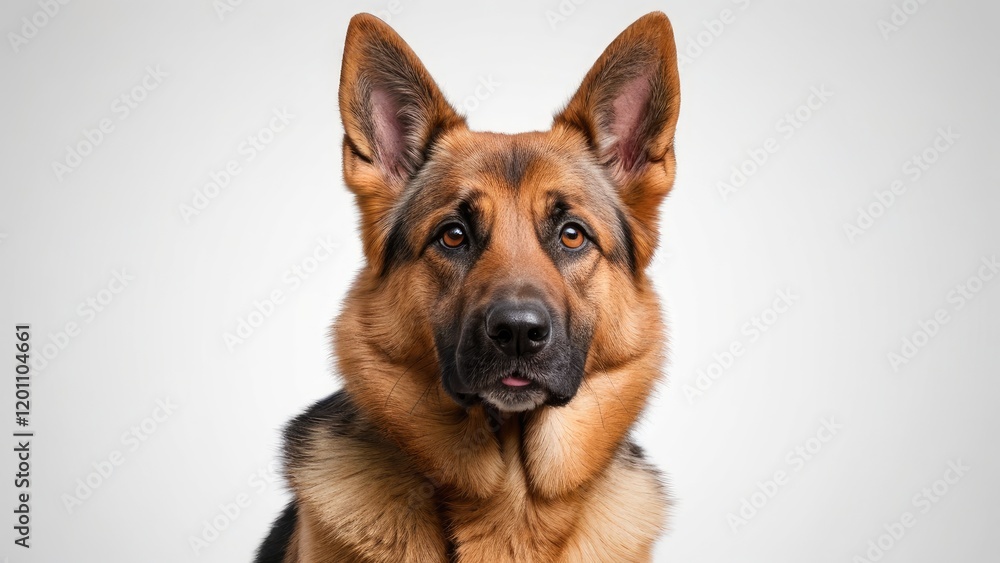 Red and black german shepherd dog on grey background Red and black german shepherd dog on grey background