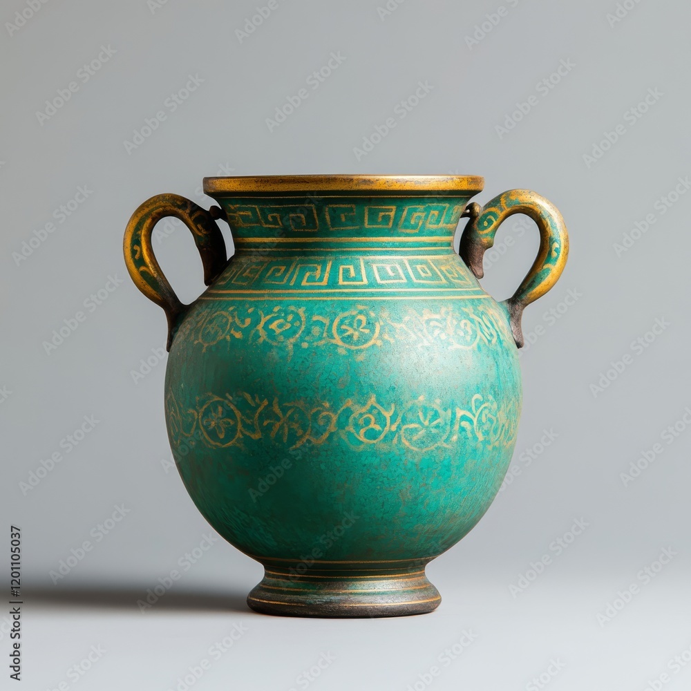 Antique ceramic vase with decorative handle, touch of elegance for home decor Antique ceramic vase with decorative handle, touch of elegance for home decor