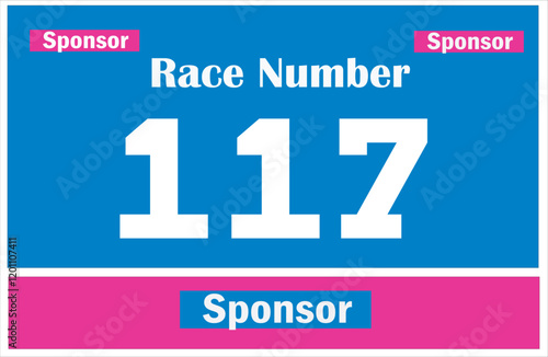 Blue colored marathon number bib isolated on white