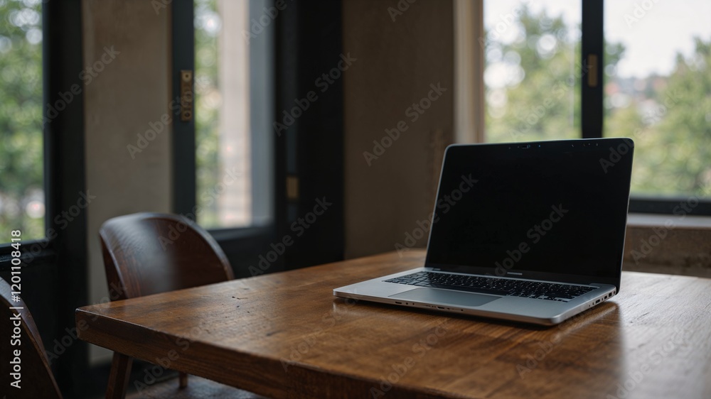 laptop on table laptop on table