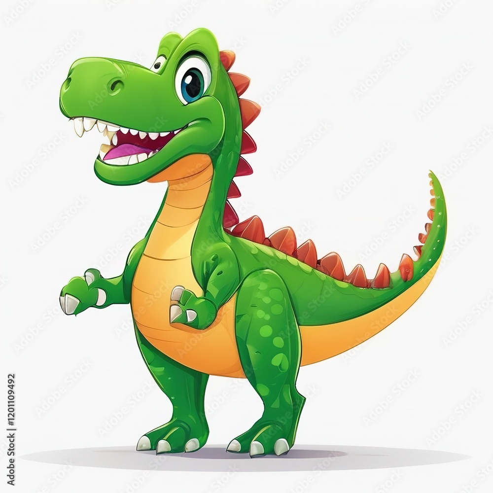 Fototapeta premium 3d illustration cartoon drawing of a dinosaur character, dinosaur character cartoon