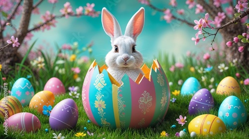 Wallpaper Mural easter day egg with rabbit background Torontodigital.ca