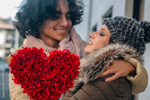 Young couple in love celebrating Valentine's Day photo