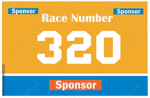 Yellow colored marathon number bib isolated on white