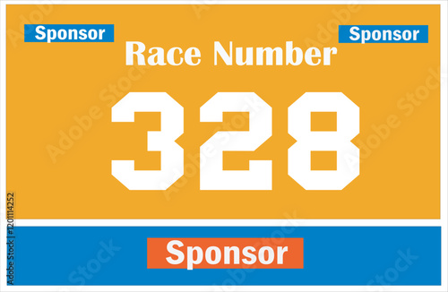 Yellow colored marathon number bib isolated on white