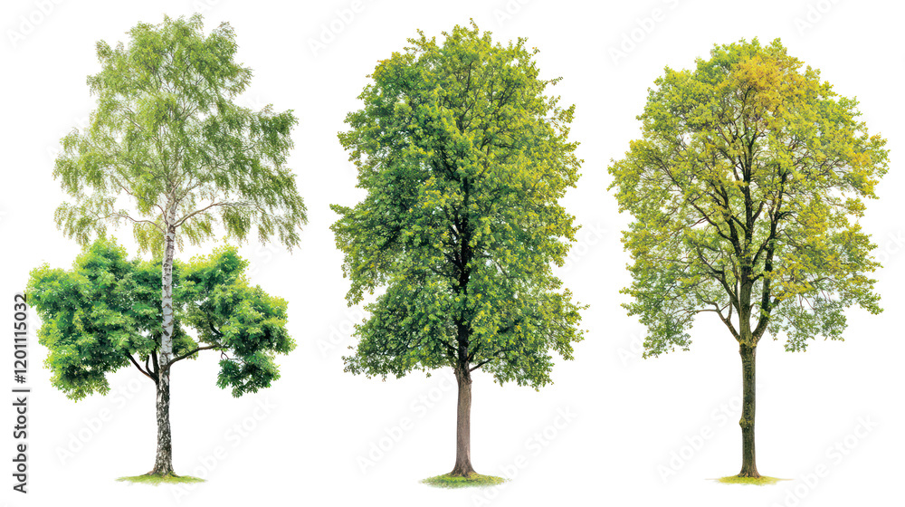 Obraz premium Varied Tree Types With Unique Features Generative AI