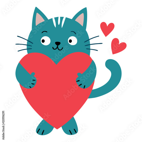 cat and heart valentine's day 