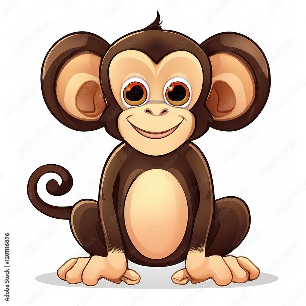 Obraz premium 3d illustration cartoon drawing of a monkey character, monkey character cartoon