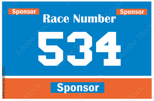 Blue colored marathon number bib isolated on white
