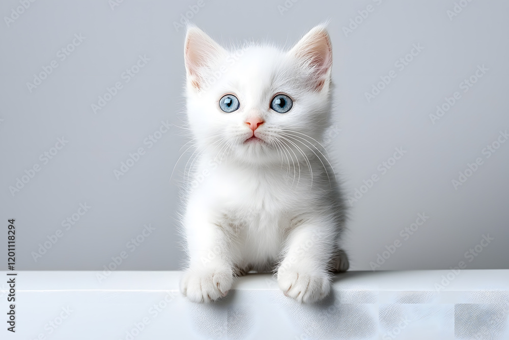Cute fluffy white kitten isolated on background Cute fluffy white kitten isolated on background