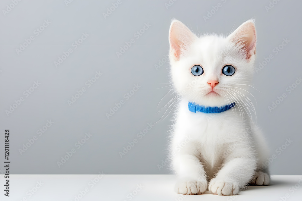 Cute fluffy white kitten isolated on background Cute fluffy white kitten isolated on background