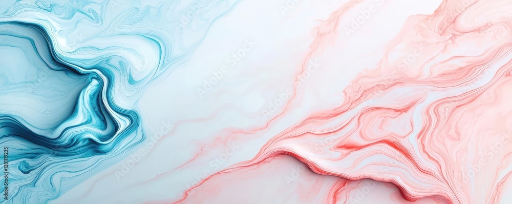 Fototapeta premium Marble watercolor idea. Vibrant abstract background with fluid blue and pink swirls creating a dynamic visual.