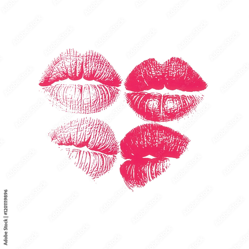 Colorful kiss prints transparent background art design modern aesthetic love theme Colorful kiss prints transparent background art design modern aesthetic love theme