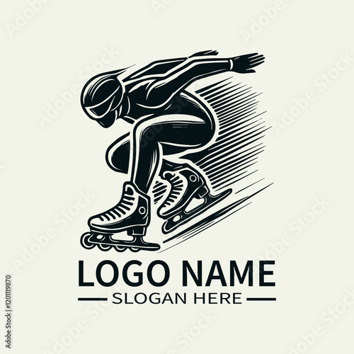 Ice Speed Skating Logo, Speed Skater Logo Design, Winter Sports LogoProfessional Skater Logo, Dynamic Speed Logo