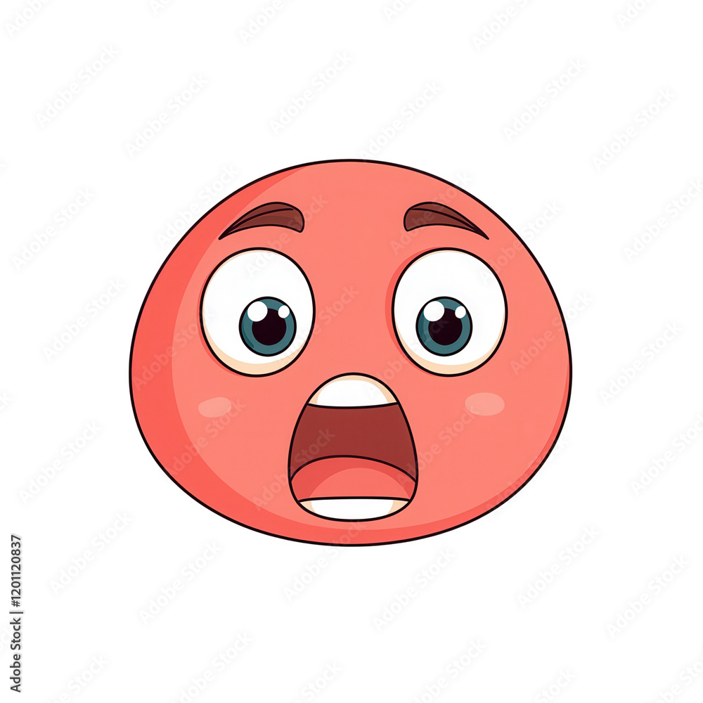 Fototapeta premium Surprised emoji character digital artwork transparent background fun design playful vibe