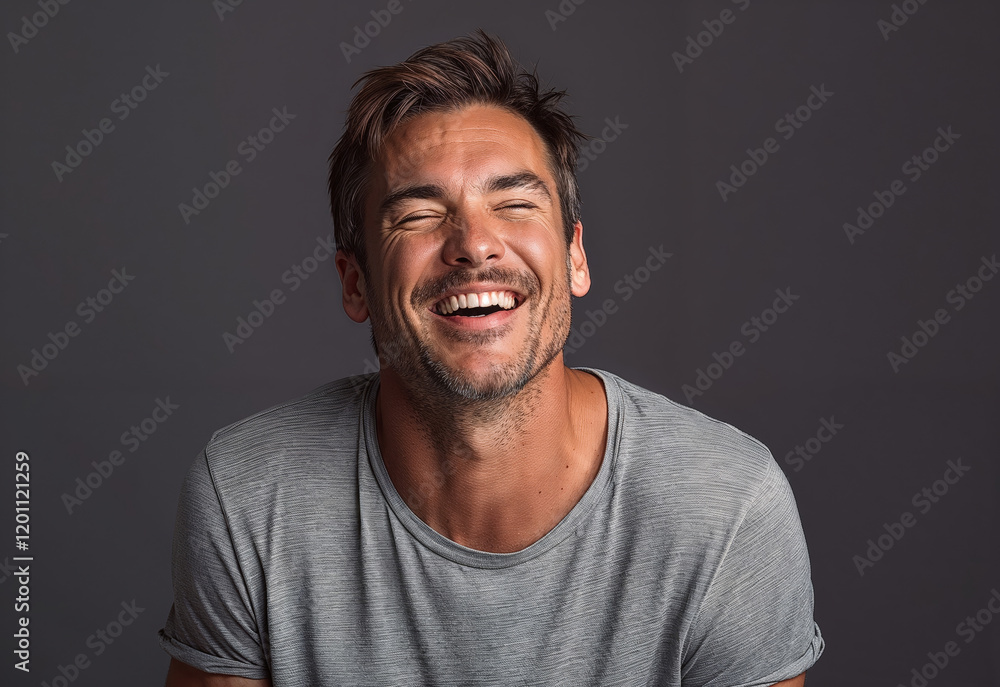 Obraz premium Smiling Man Captured in a Natural and Candid Moment