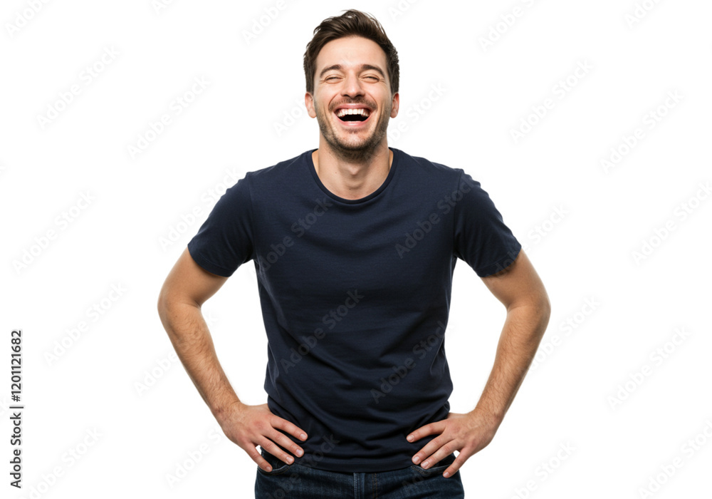 Happy Man Laughing Joyful Expression Portrait Studio Shot Black Background Casual TShirt fun male Happy Man Laughing Joyful Expression Portrait Studio Shot Black Background Casual TShirt fun male