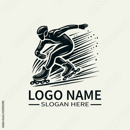 Ice Speed Skating Logo, Speed Skater Logo Design, Winter Sports LogoProfessional Skater Logo, Dynamic Speed Logo