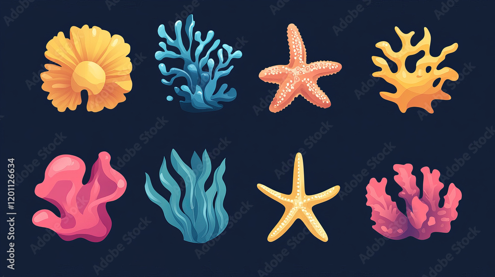 Underwater sea corals, starfish and polyps, vector sketch icons. Summer beach resort, ocean boat trips and travel, hand drawn oceanarium coral reef starfish and aquarium seaweed, sea life symbols Underwater sea corals, starfish and polyps, vector sketch icons. Summer beach resort, ocean boat trips and travel, hand drawn oceanarium coral reef starfish and aquarium seaweed, sea life symbols