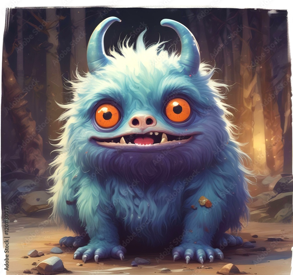 Illustration of fluffy and cute small monster. Illustration of fluffy and cute small monster.