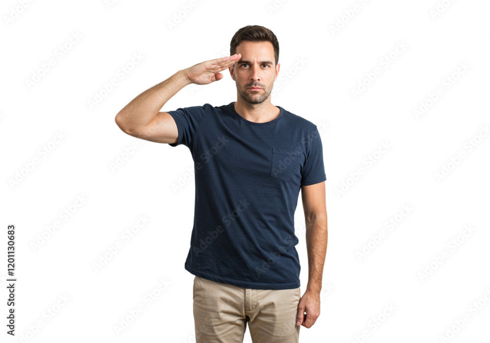 Man Saluting Respectful Gesture Military Formal Portrait Studio army navy duty male brave adult Man Saluting Respectful Gesture Military Formal Portrait Studio army navy duty male brave adult