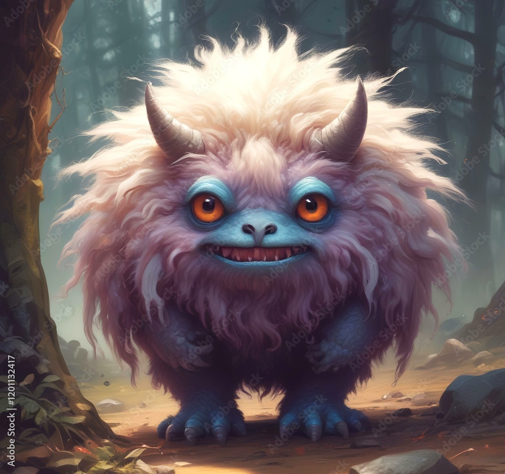 Illustration of fluffy and cute small monster. Illustration of fluffy and cute small monster.