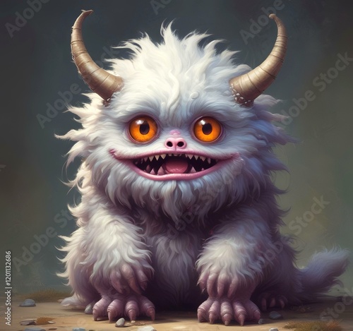 Illustration of fluffy and cute small monster.