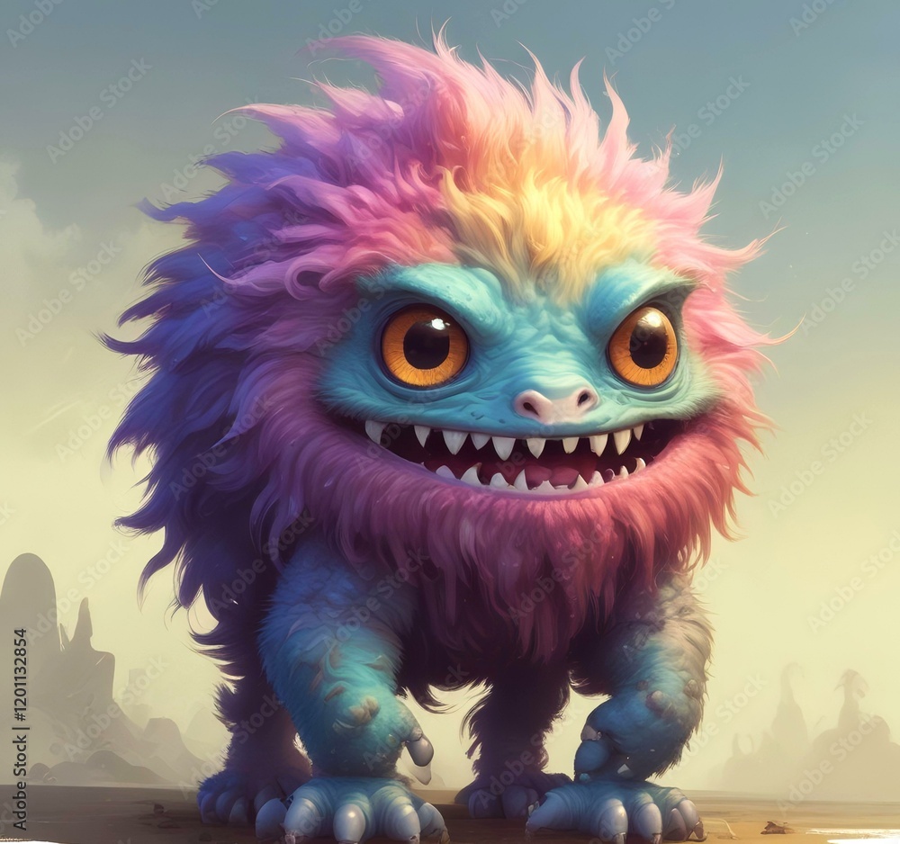 Illustration of fluffy and cute small monster. Illustration of fluffy and cute small monster.