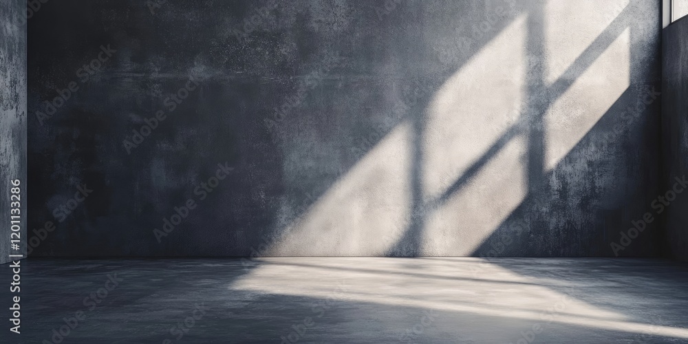 Gray concrete wall with soft shadows cast by windows, emphasizing textures and space, suitable for backgrounds or modern settings. Gray concrete wall with soft shadows cast by windows, emphasizing textures and space, suitable for backgrounds or modern settings.