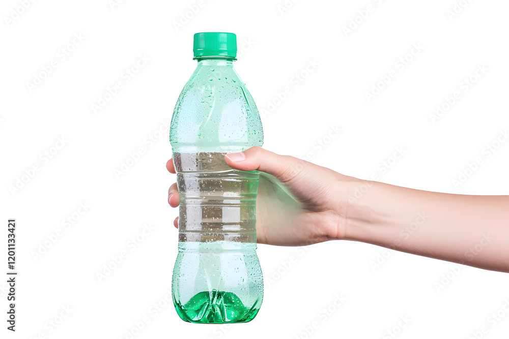 Hand holding water plastic bottle isolated on white background Hand holding water plastic bottle isolated on white background