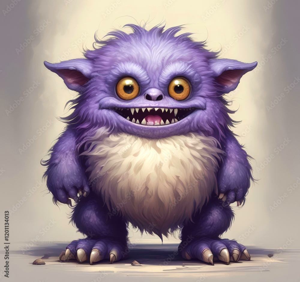 Illustration of fluffy and cute small monster. Illustration of fluffy and cute small monster.