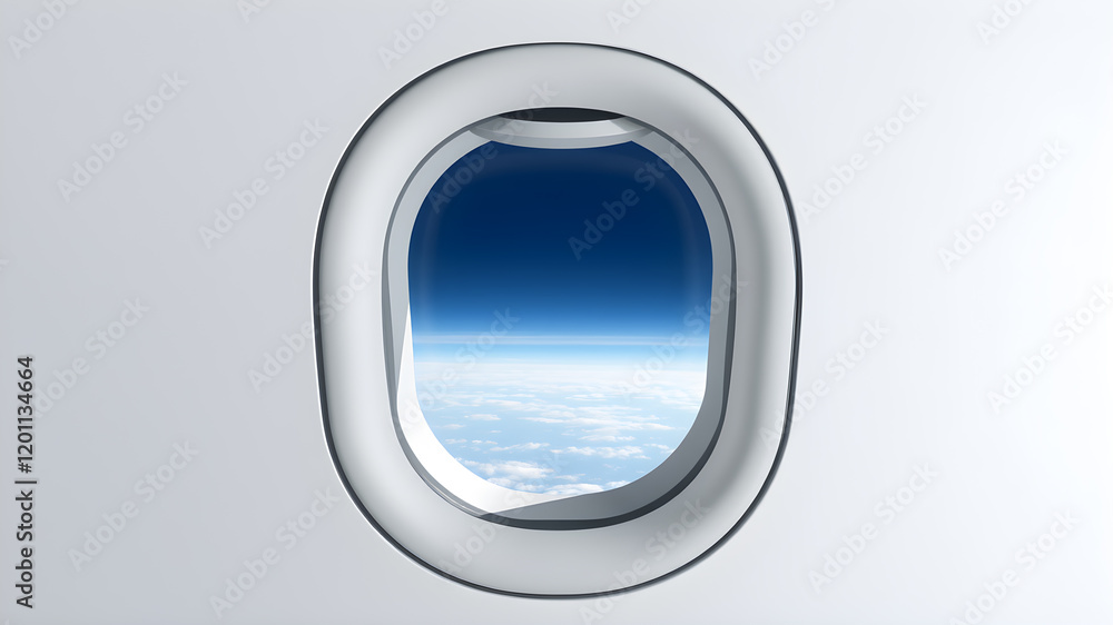 Fototapeta premium aircraft window front view isolated on white background. Generative AI