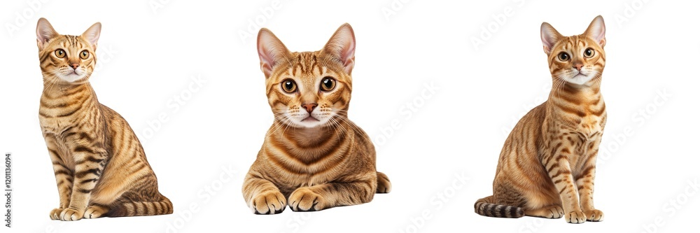 Ocicat cat set isolated on transparent background. Generated AI Ocicat cat set isolated on transparent background. Generated AI