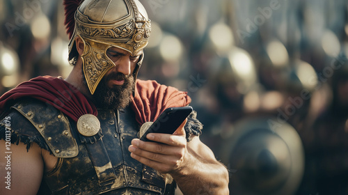 Spartan Warrior Checks Phon...