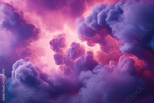 A captivating twilight scene featuring a purple and pink cloud illuminated with soft blue undertones. photo