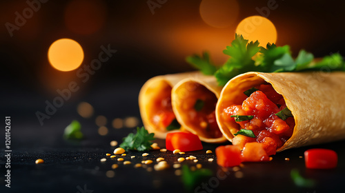 Mexican Tamales wrapped in corn husks, served with salsa and vibrant table decor, [Latin American festive cuisine, cultural heritage] photo