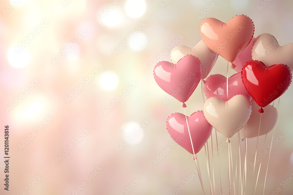 Balloons set. heart shape balloons party. Valentine day decoration background Balloons set. heart shape balloons party. Valentine day decoration background