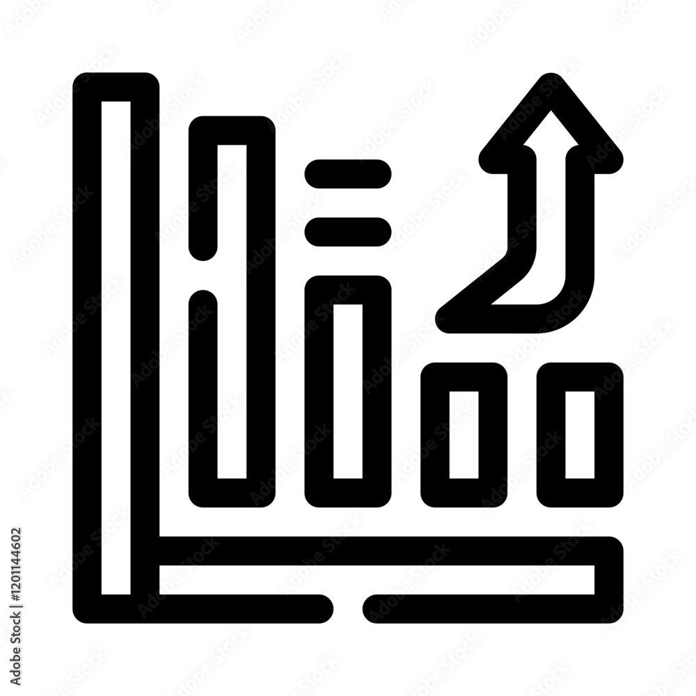 Growth Chart with Arrow line icon Growth Chart with Arrow line icon