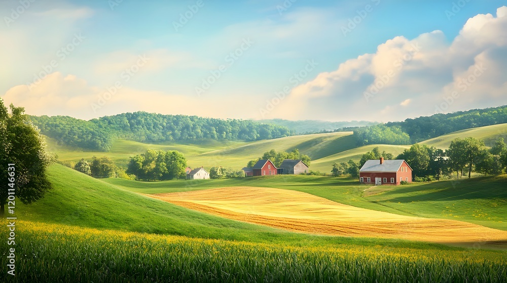 Rolling Hills Farmland Landscape Scenic View Rolling Hills Farmland Landscape Scenic View