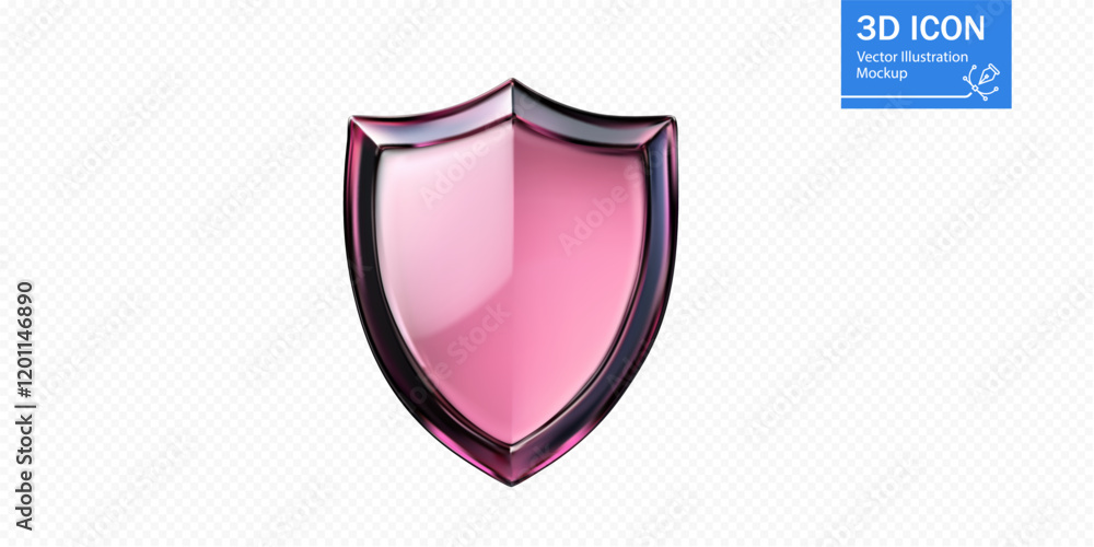 Vector illustration of a glossy pink shield with a sleek and modern design. Ideal for themes of protection, security, and elegance in digital or creative projects. Vector illustration of a glossy pink shield with a sleek and modern design. Ideal for themes of protection, security, and elegance in digital or creative projects.