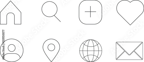 outline contacts icon set vectors.
