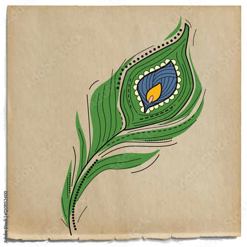 illustration of desi (Indian) style peacock feather.
