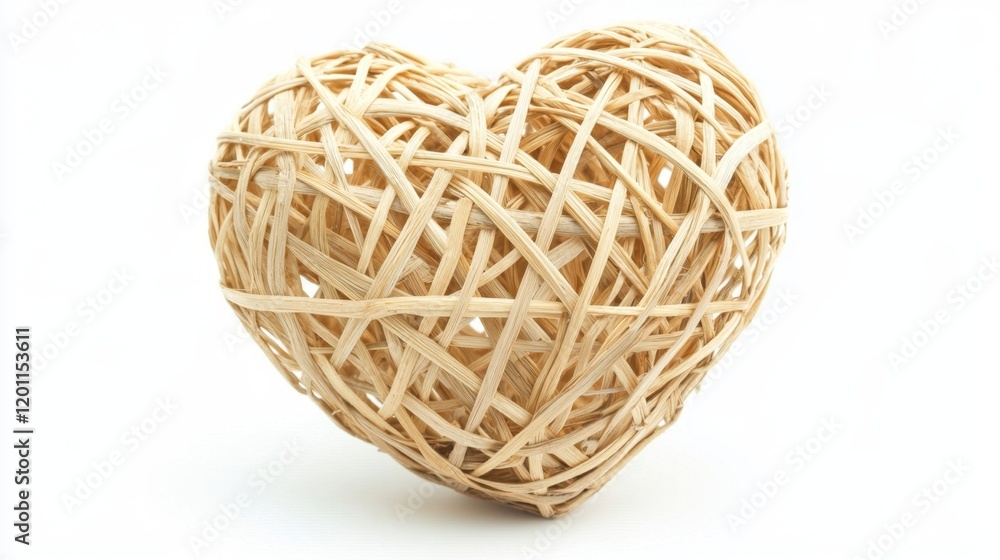 Woven Straw Heart Decorative Element for Craft and Design Projects Woven Straw Heart Decorative Element for Craft and Design Projects