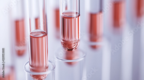 Rows of Test Tubes with Red...