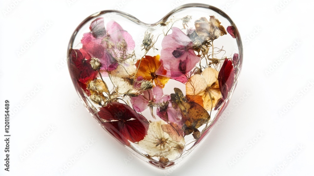 Heart-Shaped Resin Art with Dried Flowers and Petals Inside Heart-Shaped Resin Art with Dried Flowers and Petals Inside