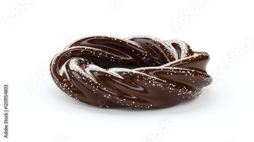 Donut with chocolate topping isolated. Vector doughnut cake with brown glaze and sugar photo