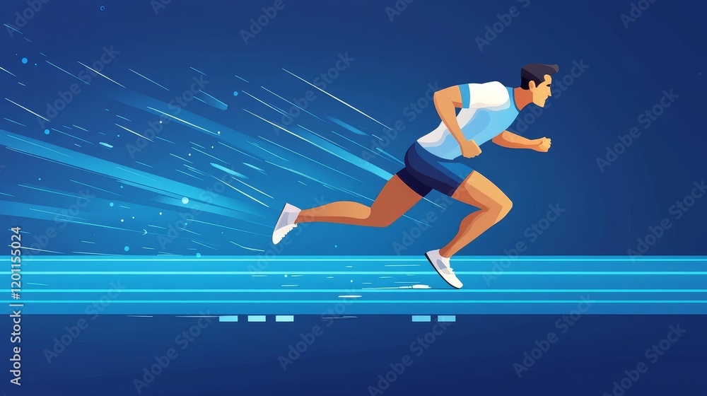 Dynamic illustration of a sprinter in motion, showcasing speed and athleticism. Dynamic illustration of a sprinter in motion, showcasing speed and athleticism.